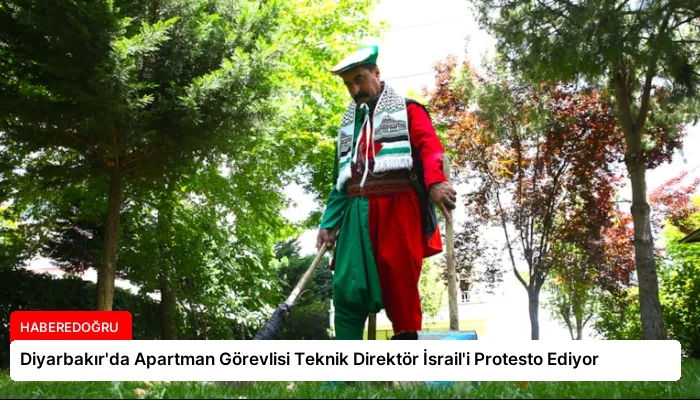 Diyarbakır’da Apartman Görevlisi Teknik Direktör İsrail’i Protesto Ediyor